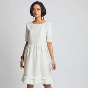 Flare Ruffle Dress White