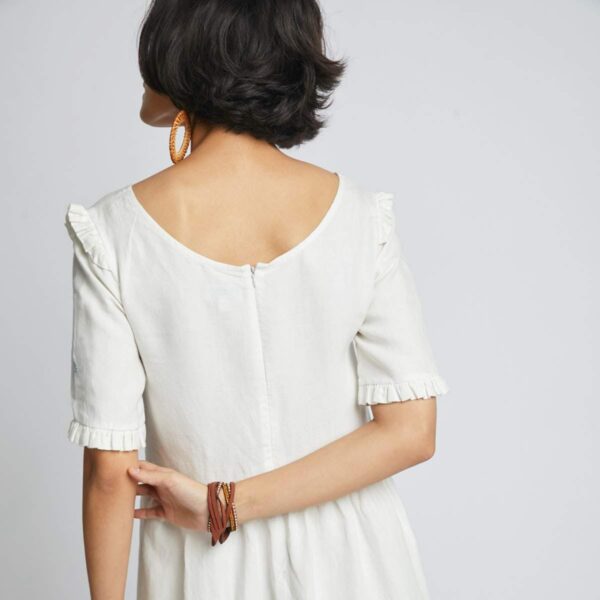 Flare Ruffle Dress White - Image 6