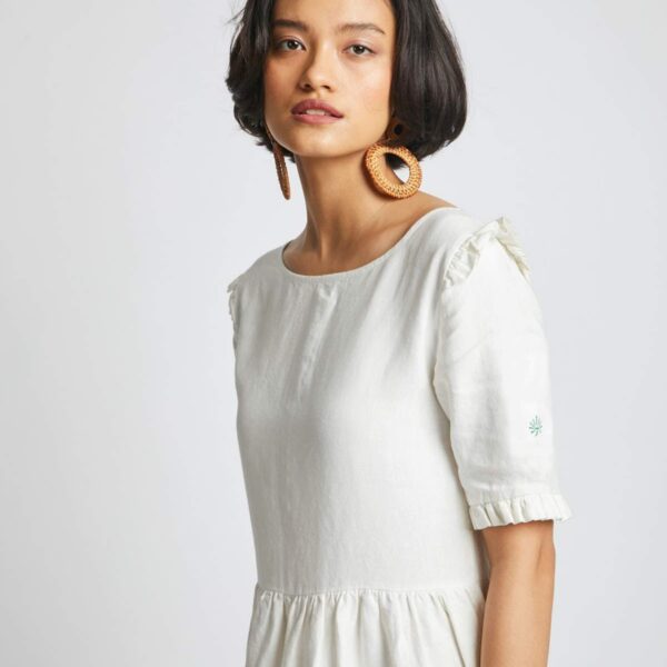 Flare Ruffle Dress White - Image 5