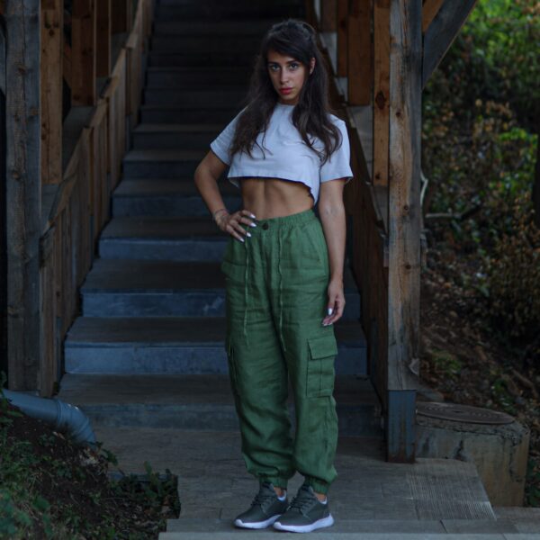Savannah Cargo pants olive green - Image 3
